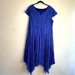 Chris McLaughlin Blue Textured Short-Sleeved Dress. Lined. Sz 18W.